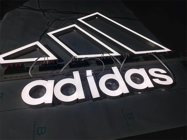 樹脂發光字銀色拉絲圍邊